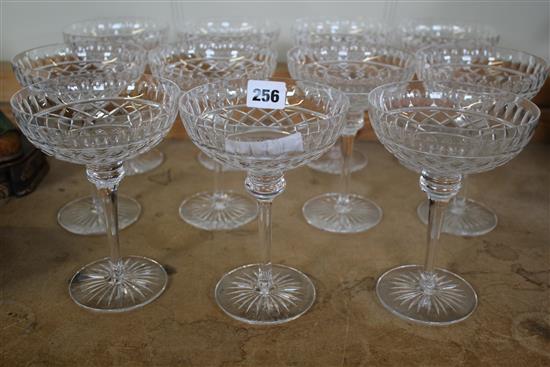 Set 11 glass champagne saucers